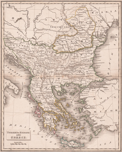 Turkey in Europe and Greece 1831 map